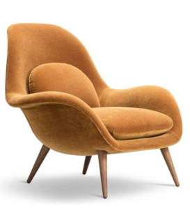Fredericia - Swoon lounge chair Grand Mohair, wood base