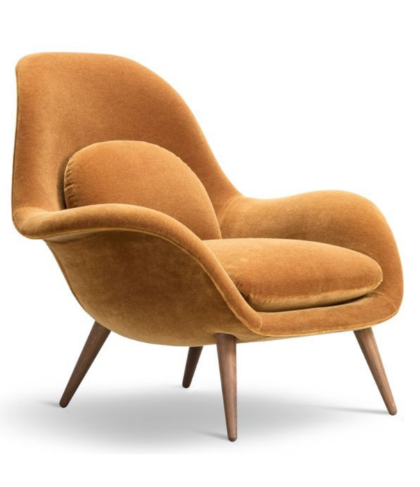 Fredericia  Fredericia - Swoon lounge stoel model 1770, Grand Mohair, houten poten