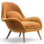 Fredericia - Swoon lounge stoel model 1770, Grand Mohair, houten poten