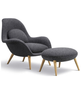 Fredericia - Swoon lounge stoel met ottoman Hallingdal 180