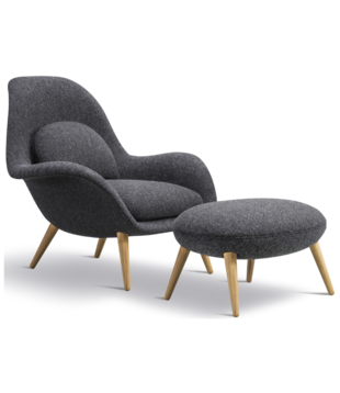 Fredericia - Swoon lounge chair with ottoman Hallingdal 180
