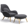 Fredericia - Swoon lounge chair with ottoman - fabric Hallingdal 180