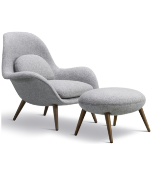 Fredericia - Swoon lounge chair with ottoman - Hallingdal 130