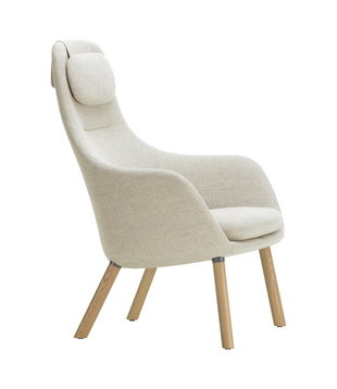 Vitra HAL Fauteuil Dumet beige/grijs, eiken poten