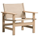 The Canvas chair lounge stoel gezeept eiken - naturel canvas