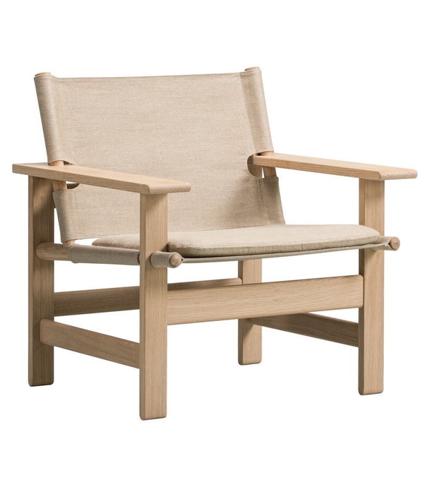 Fredericia  Model 2031 The Canvas chair soaped oak, natural canvas with seat cushion