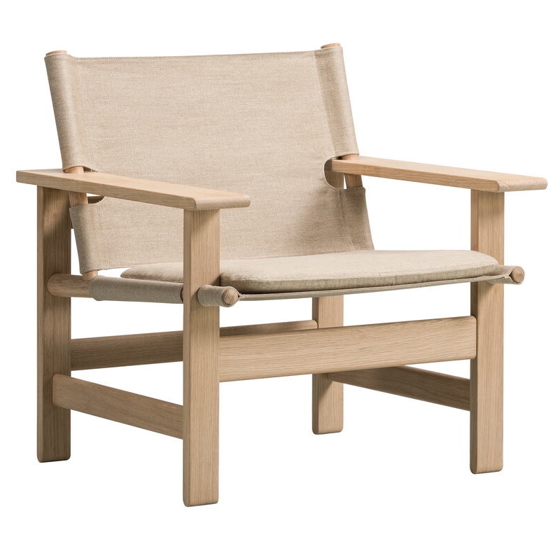 The Canvas chair lounge stoel gezeept eiken naturel canvas met kusse