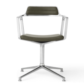 Vipp - 452 swivel chair polished aluminium -  green leather