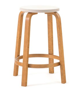 Artek - Bar Stool 64  honey stained birch / leather seat