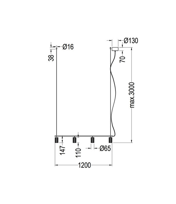 Pholc  Pholc - Donna Line 120 Zwart Hanglamp