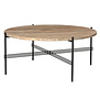 Gubi - TS coffee table round  warm taupe travertine, black base