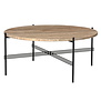 Gubi - TS coffee table round  warm taupe travertine, black base