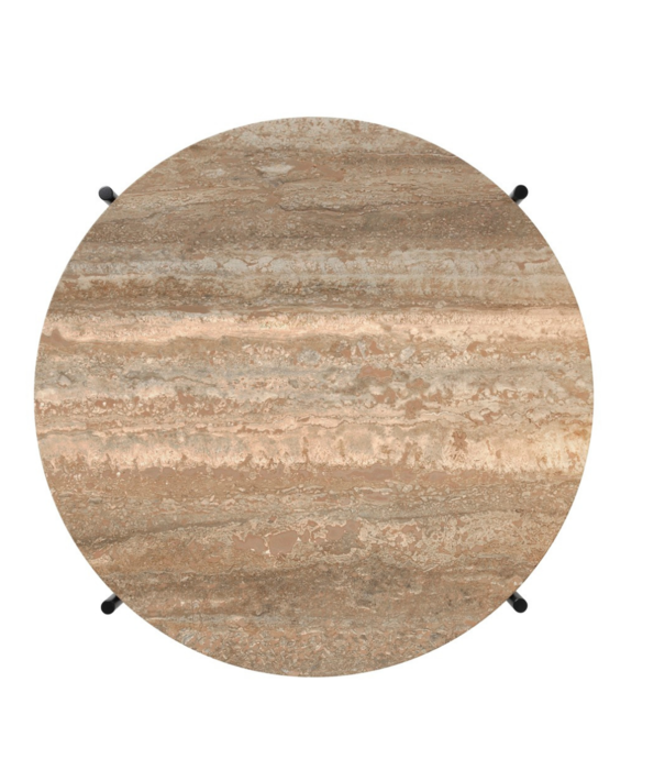 Gubi  Gubi - TS coffee table round warm taupe travertine , black base