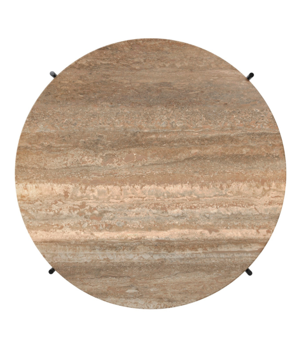 Gubi  Gubi - TS coffee table round  warm taupe travertine, black base