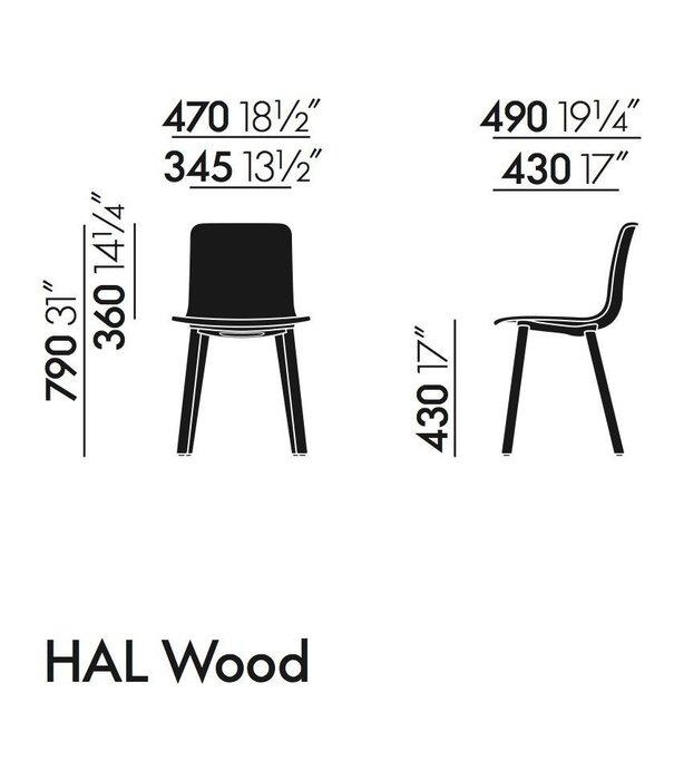 Vitra  Vitra - Hal RE Wood side chair , natural oak legs