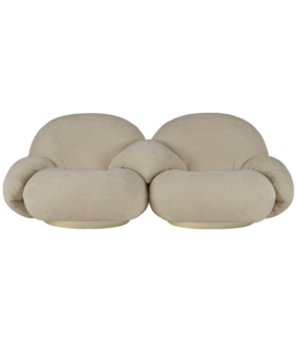 Pacha 2-seater Sofa with armrests + middle armrest, Belsuede 10 sand