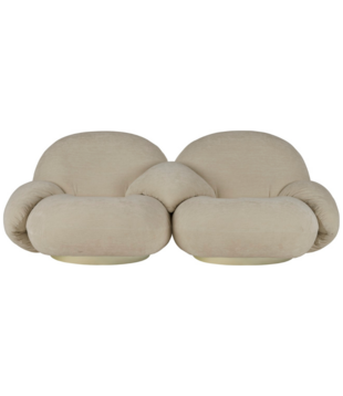 Pacha 2-seater Sofa with armrests + middle armrest, Belsuede 10 sand
