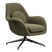 Fredericia - Swoon lounge chair petit  - swivel base, black  fabric  - Carlotto 900