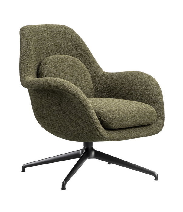 Fredericia  Fredericia - Swoon lounge chair petit  - swivel base, black  fabric  - Carlotto 900