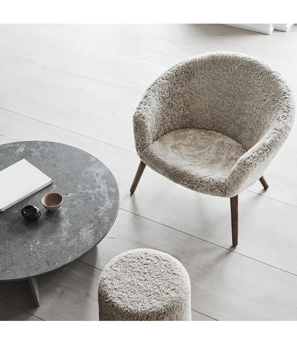 Fredericia  Fredericia - Ditzel lounge chair, Moonlight sheepskin - walnut