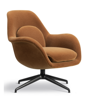 Swoon Lounge Petit Armstoel Grand Mohair, zwart swivel onderstel