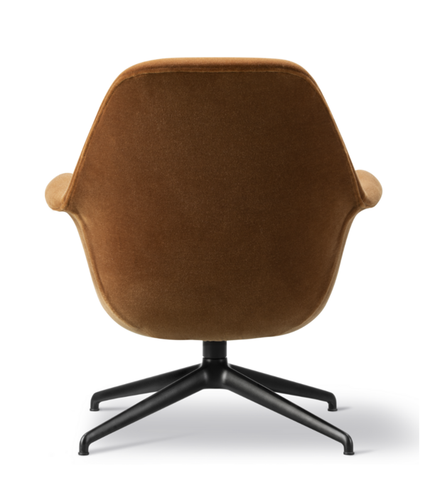 Fredericia  Swoon Lounge Petit Armchair Grand Mohair,  black swivel base