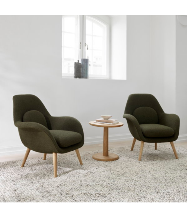 Fredericia  Swoon Lounge Petit Armchair Grand Mohair,  black swivel base