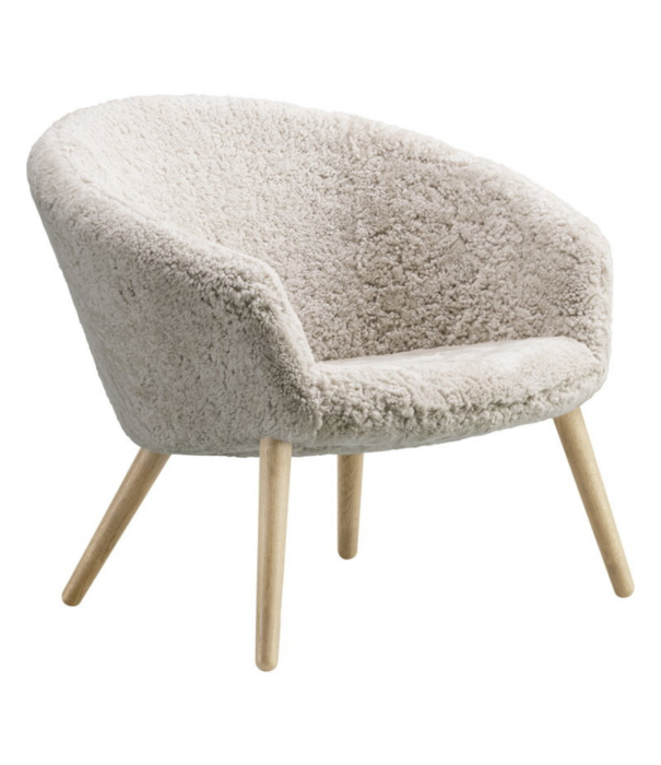 Fredericia  Fredericia - Ditzel lounge stoel, Moonlight sheepskin - walnoot