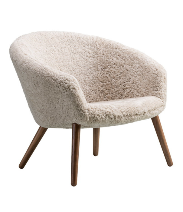 Fredericia  Fredericia - Ditzel lounge chair, Moonlight sheepskin - walnut