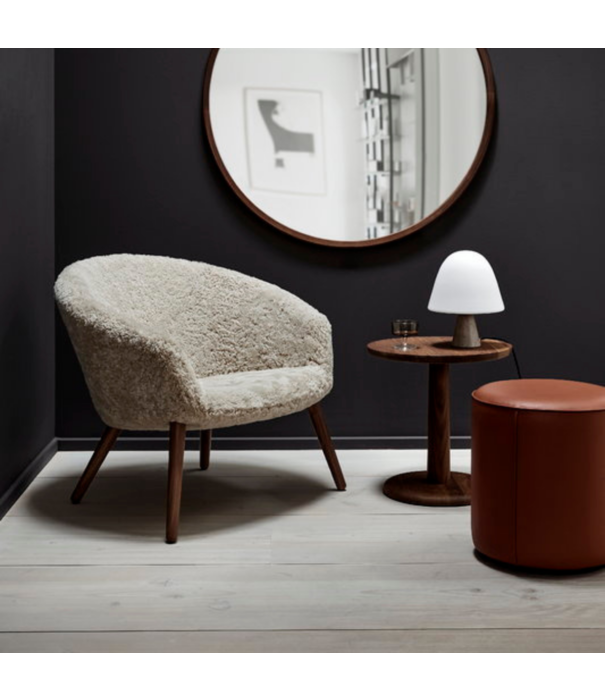 Fredericia  Fredericia - Ditzel lounge stoel, Moonlight sheepskin - walnoot