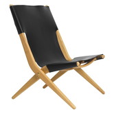 By Lassen: Saxe lounge chair, oiled oak - black leather