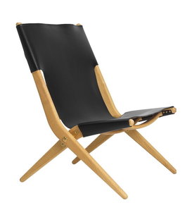 By Lassen: Saxe lounge chair, oiled oak - black leather