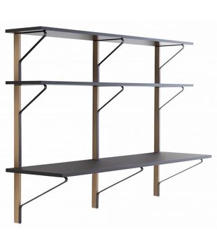 Artek - Kaari Wall Shelf w. desk REB 010 eiken, glossy zwart