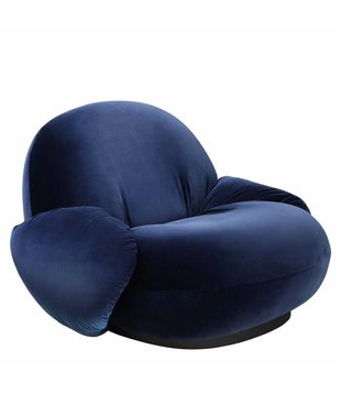 Gubi Pacha Lounge Chair with armrest Gubi velvet, fixed base