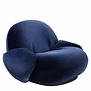 Gubi - Pacha Lounge Stoel met arm Gubi velvet, fixed voet