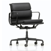 Vitra - Soft Pad Chair EA 217 bureaustoel, zwart leer
