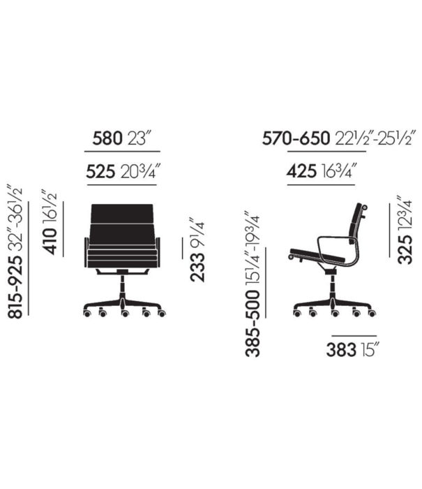 Vitra  Vitra - Soft Pad Chair EA 217 bureaustoel, zwart leer