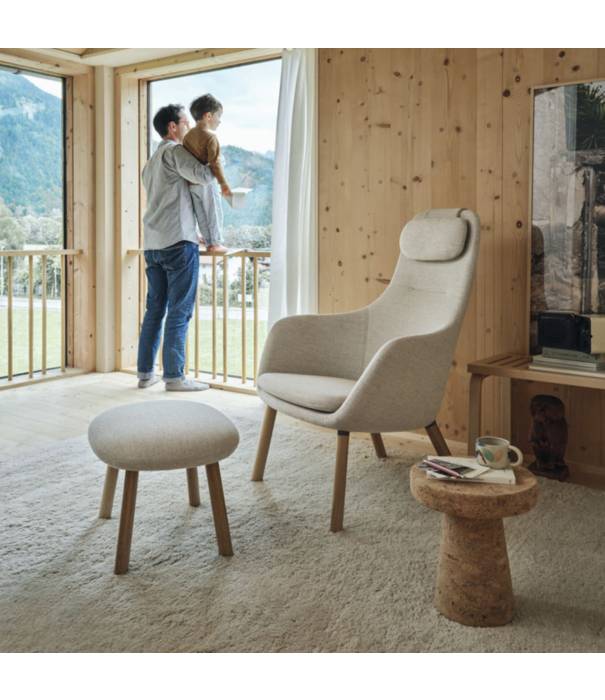 Vitra  Vitra HAL Fauteuil Dumet pebble melange, eiken poten