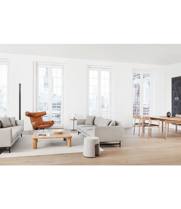 Fredericia  Wegner Ox Lounge stoel, geborsteld rvs - max cognac leer