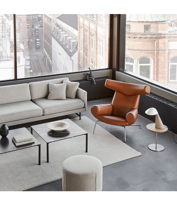 Fredericia  Model 1002, Wegner Ox ottoman, cognac Max leather
