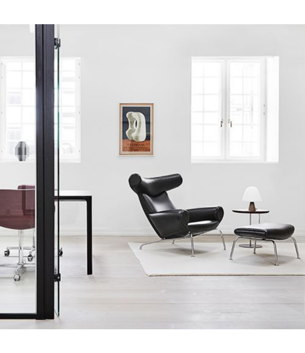 Fredericia  Model 1002, Wegner Ox ottoman, cognac Max leather
