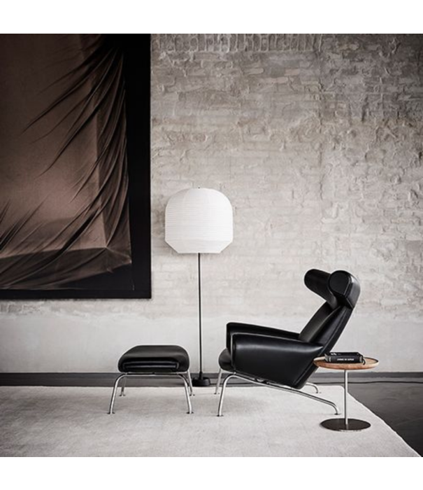 Fredericia  Fredericia - Wegner Ox ottoman, brushed chrome - cognac leather