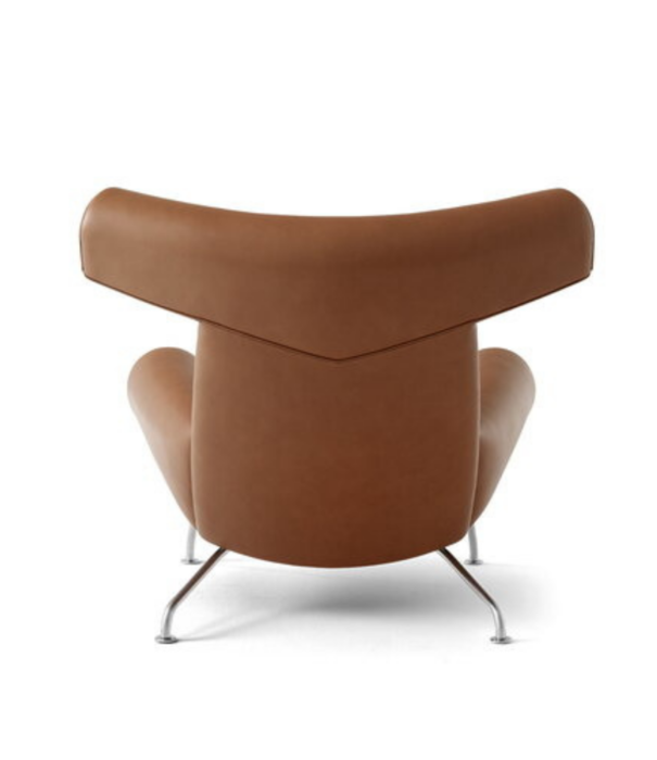 Fredericia  Wegner Ox Lounge stoel, geborsteld rvs - max cognac leer