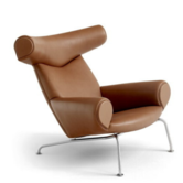 Wegner Ox Lounge stoel, geborsteld rvs - max cognac leer