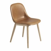 Muuto Fiber Side Stoel Refine leer,  houten poten