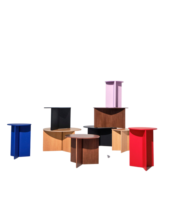 Hay  Hay - Slit side table wood round high