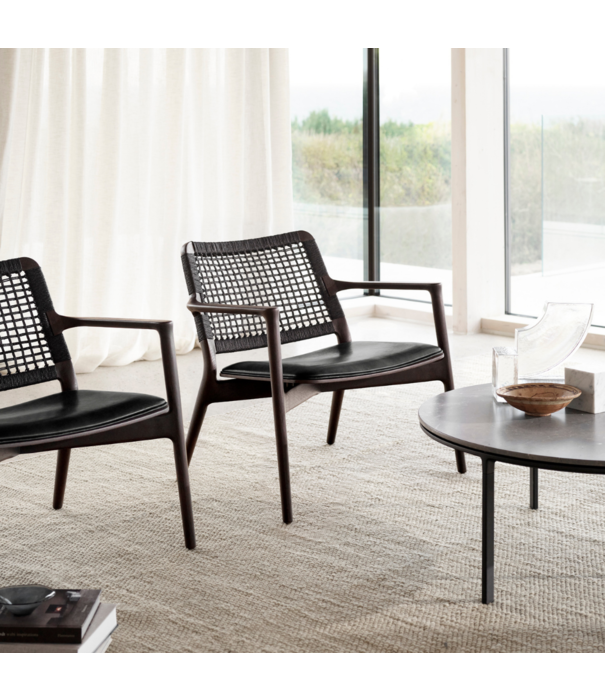 Vipp  Vipp - 488 Cabin Lounge stoel donker eiken, zwart leer