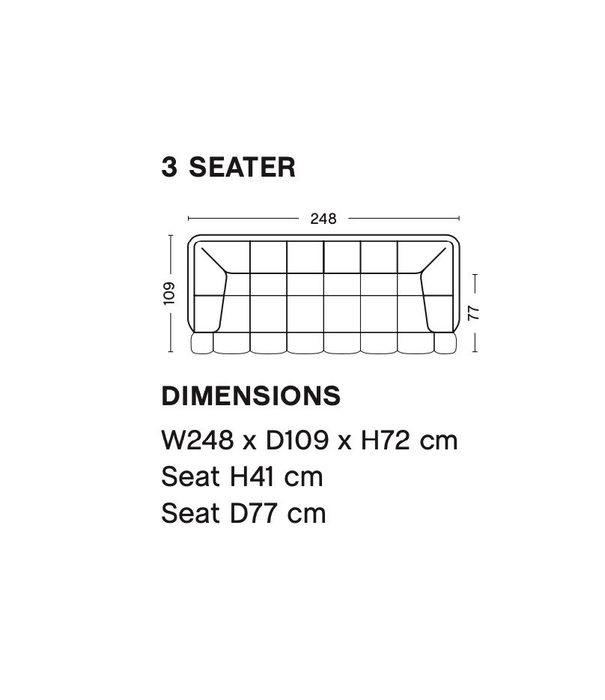 Hay  Hay - Quilton Duo 3-seater Sofa - fabric Linara / Mode