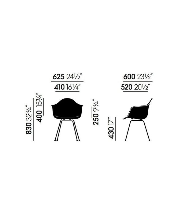 Vitra  Vitra Eames DAX fiberglass armchair chromed legs