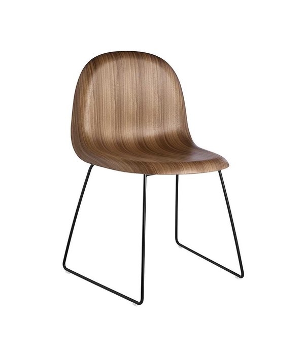 Gubi  Gubi 3D Dining Chair wood shell, sled base